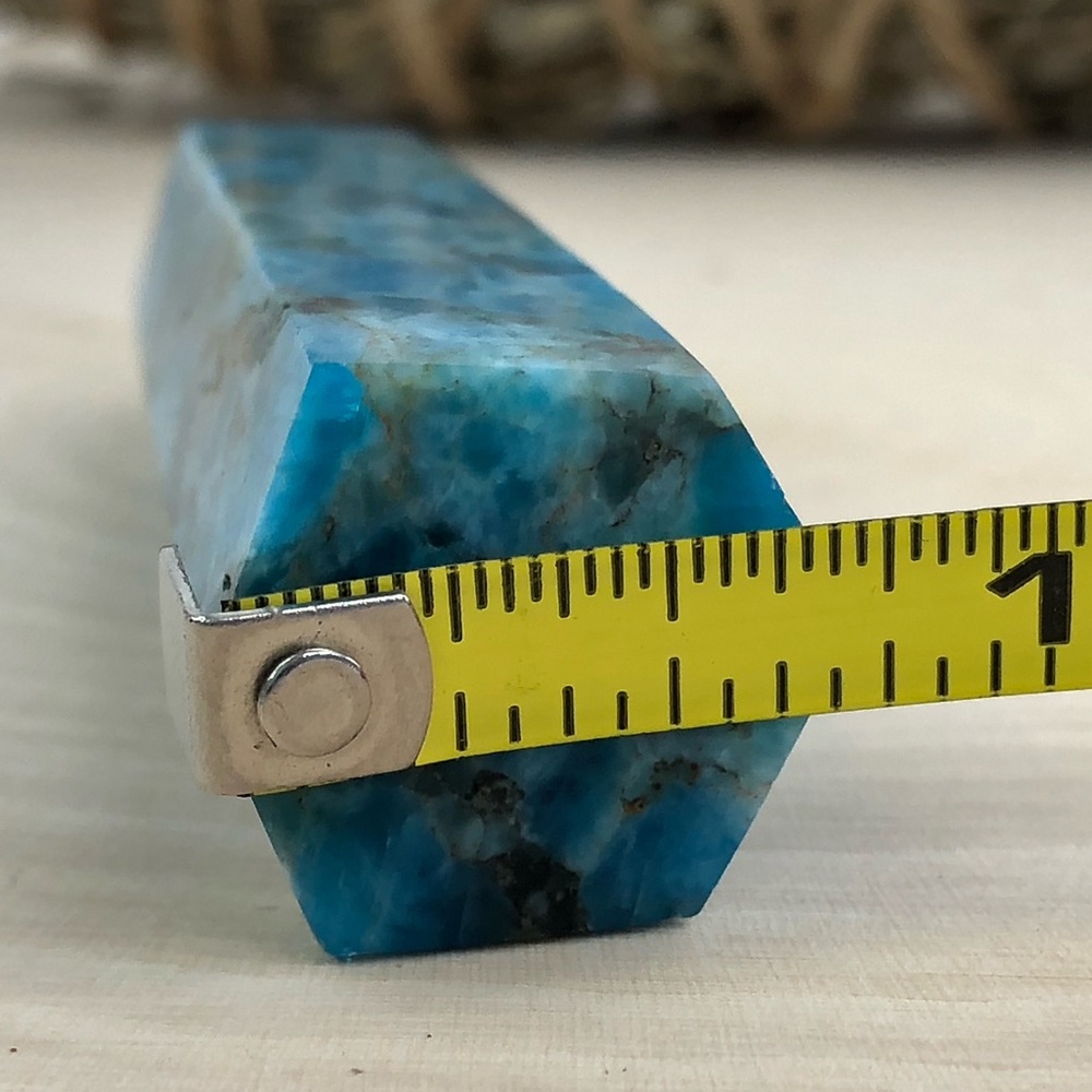 Blue Apatite Stone Healing Crystal Pyramid Tower Wand Point Obelisk Rock - Picture 10 of 10